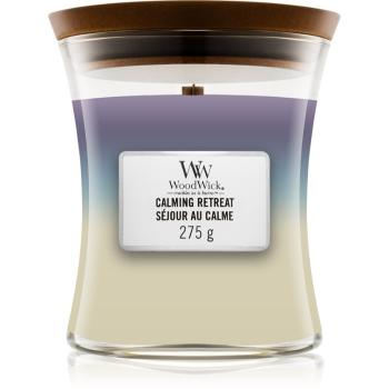 Woodwick Trilogy Calming Retreat vonná svíčka s dřevěným knotem 275 g