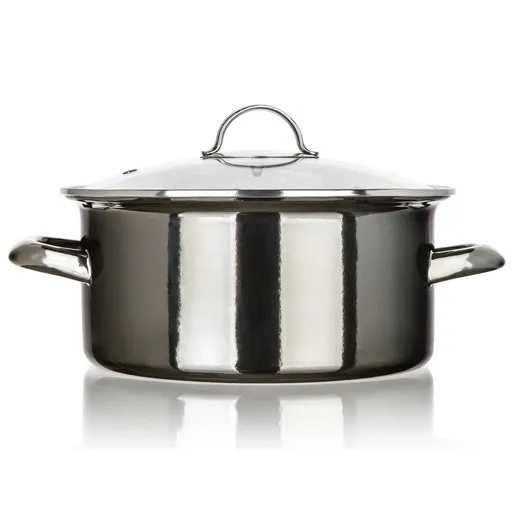 Banquet Hrnec smaltovaný METALLIC Black 22 cm, 3,75 l, s poklicí, 22 cm