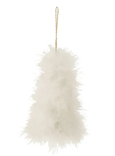 Bílá vánoční ozdoba stromek s peříčky - 9*9*14 cm J-Line by Jolipa