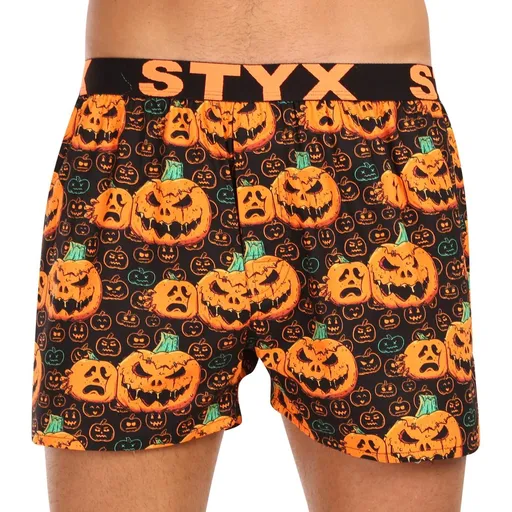 Styx Pánské trenky art sportovní guma Halloween dýně (B1755) S