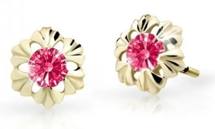 Cutie Jewellery Zlaté dětské náušnice C2213-30-X-1 fuchsiová