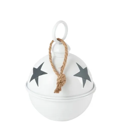 Bílá závěsná kovová ozdoba rolnička Baub Xmas S - Ø 16*26 cm J-Line by Jolipa