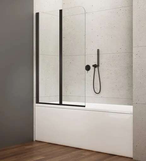 AQUALINE WILA vanová zástěna 900x1400 skládací, černá, čiré sklo AQ5742B