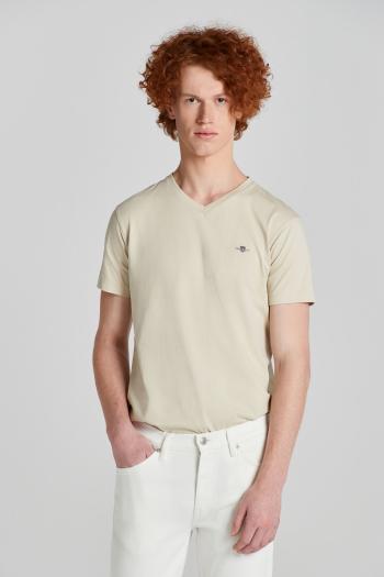 TRIČKO GANT SLIM SHIELD V-NECK T-SHIRT SILKY BEIGE