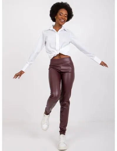 Dámské legíny z ekologické kůže Briana RUE PARIS tmavě vínové