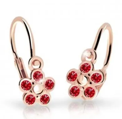 Cutie Jewellery Dětské kytičkové náušnice z růžového zlata C2744-10-X-4 červená