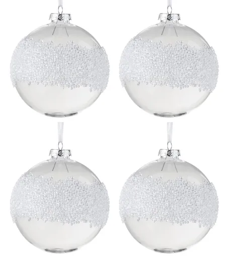 Box 4ks skleněná ozdoba koule s korálky - Ø 10 cm 97517