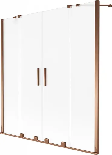 MEXEN/S Velar Duo dvoukřídlá posuvná vanová zástěna 150 x 150, dekor, růžové zlato 896-150-000-32-60