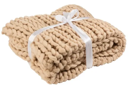 Pletený přírodní pléd Tricot crema - 152*127 cm J-Line by Jolipa