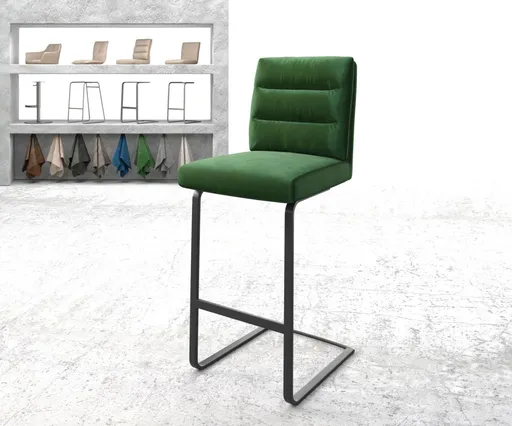 Barová židle Pela-Flex Velvet Green Cantilever Flat Metal
