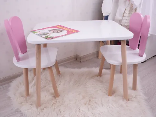 Kid's Table Set Bunny One Chair Set - Pink, White