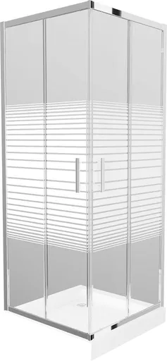 MEXEN/S Rio čtvercový sprchový kout 80 x 80, dekor, chrom + vanička Rio 860-080-080-01-20-4510