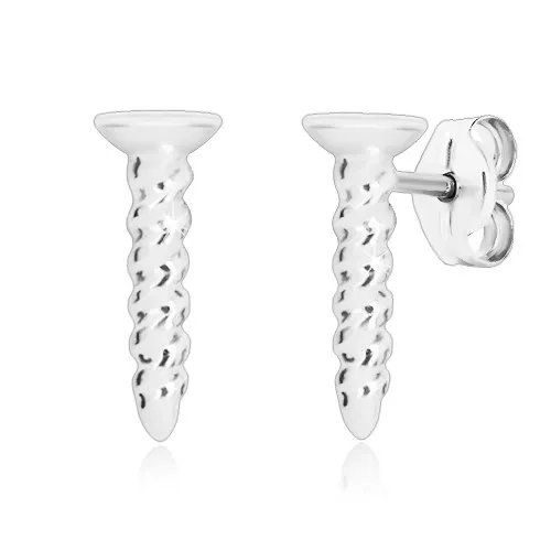 Stříbrné 925 náušnice, pravotočivý šroubek - plochá hlavička se zářezem, puzetky