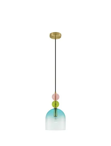 NOVA LUCE závěsné svítidlo MURANO zlatý kov lesklé světle zelené, modré a růžové sklo E14 1x5W 230V IP20 bez žárovky 9009233