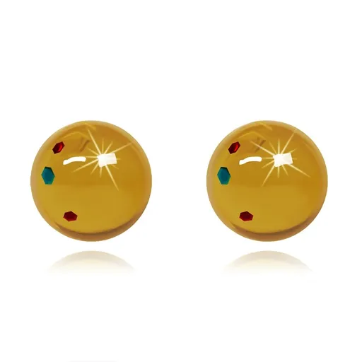 Ocelové náušnice - žluté jantarové kuličky, 8 mm