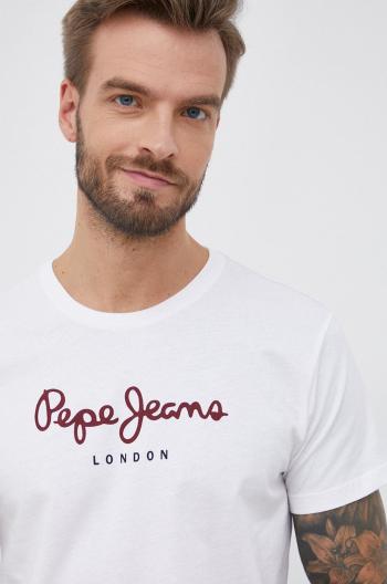 Bavlněné tričko Pepe Jeans Eggo N bílá barva, hladké, PM508208.800