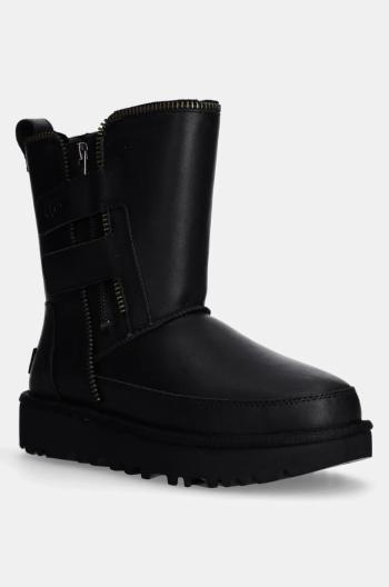 Kožené sněhule UGG Classic Short Moto Boot černá barva, 1164710-BLK