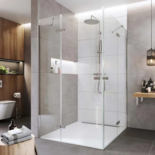 Mereo Sprchový kout, Novea, čtverec, pantový, 90x90 cm, chrom ALU, sklo Čiré CK10215ZVR