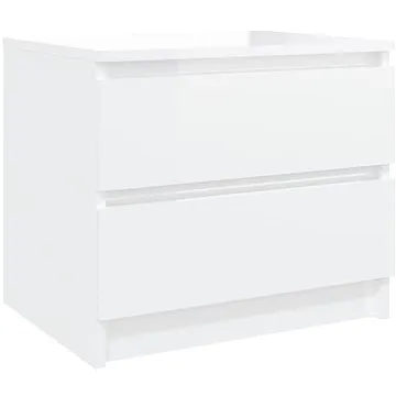 SHUMEE Noční stolek bílý s vysokým leskem 50 × 39 × 43,5 cm dřevotříska, 806205 (806205)