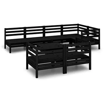 8dílná zahradní sedací souprava masivní borovice černá, 3082923 (3082923)