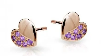 Cutie Jewellery Dětské náušnice z růžového zlata C2160-30-X-4 fialová
