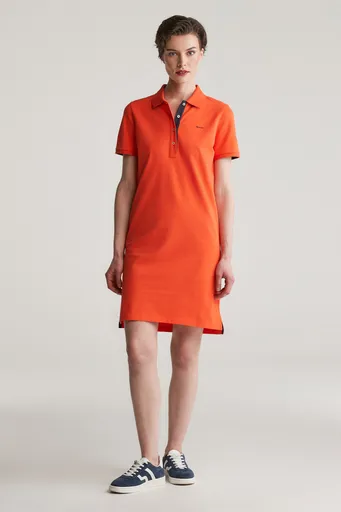 ŠATY GANT CONTRAST COLLAR PIQUE POLO DRESS ORANGE RED