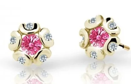 Cutie Jewellery Zlaté dětské náušnice C2178-30-X-1 fuchsiová