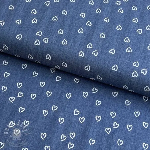 Bavlněná látka JEANS Hearts