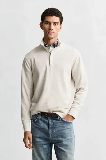 MIKINA GANT LIGHT SACKER HALF ZIP SEED MELANGE