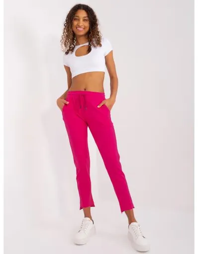 Fuchsiové basic teplákové kalhoty s kapsami