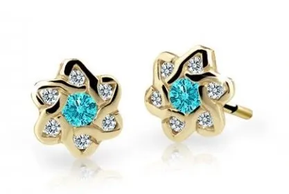 Cutie Jewellery Zlaté dětské náušnice C2149-30-X-1 světle zelená