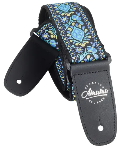 Amumu Hippie Embroidery Cotton Strap Blue