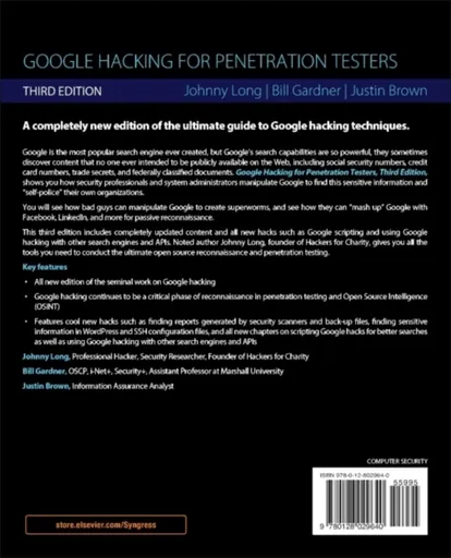 Google Hacking for Penetration Testers - Bill Gardner, Justine Brown, Johnny  Long