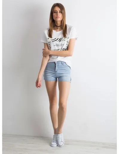 Dámské šortky džínové s vysokým pasem PAOLO modré