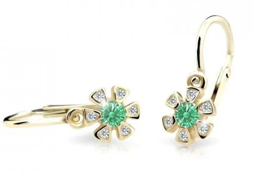 Cutie Jewellery Zlaté dětské náušnice C2156-10-X-1 zelená