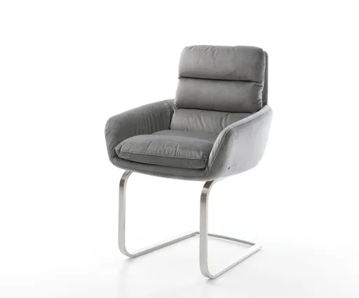 Jídelní židle Abelia-Flex s područkami samet šedá konzolová