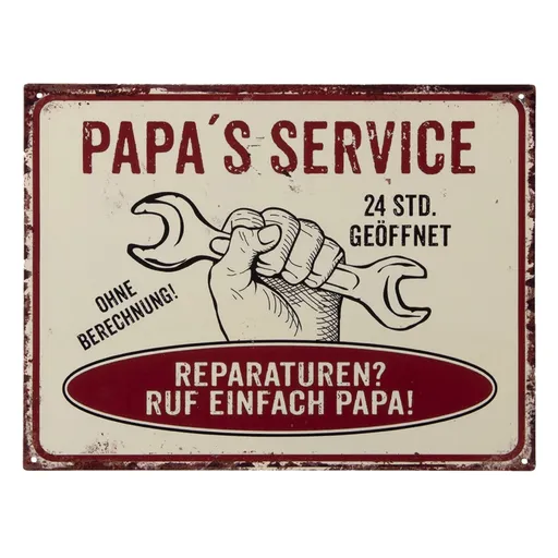Nástěnná kovová cedule Papa´s Service - 33*25 cm 6Y4359