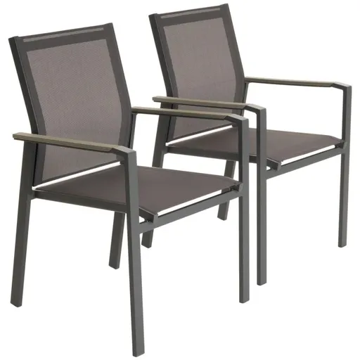 Sada zahradních židlí, antracit, 90 x 56,5 x 59,5 cm, 2 ks