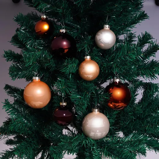 Sada vánočních ozdob, bronzové a bílé, 30 ks