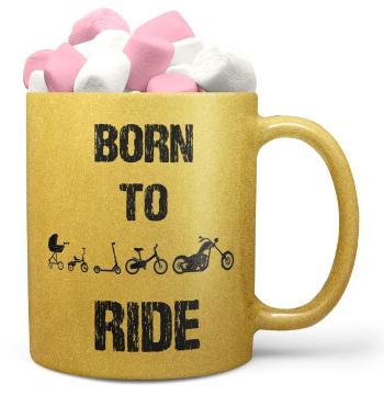 Hrnek Born to ride chopper – zlatý (Náplň hrníčku: Marshmallow)