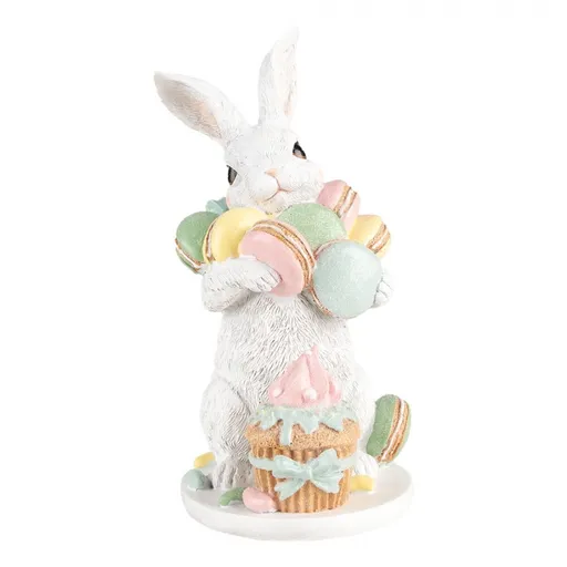 Dekorace králíček s makronkami - 13*15*25 cm Clayre & Eef