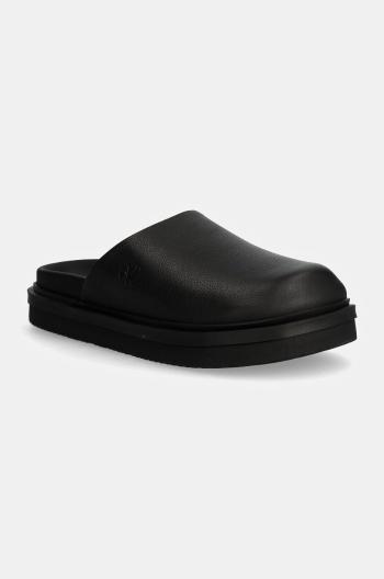 Kožené pantofle Calvin Klein Jeans HOME CLOG SLIDE MG LTH dámské, černá barva, YW0YW01686