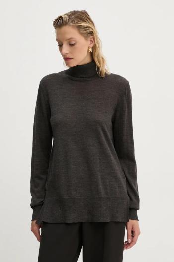 Vlněný svetr Bruuns Bazaar CharleneBBRoll Neck knit dámský, hnědá barva, lehký, s golfem, BBW4181