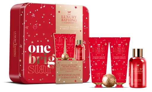 The Luxury Bathing Company Dárková sada v plechové dóze Pralinka & Vanilka 4 ks