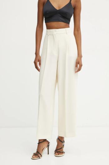 Kalhoty Weekend Max Mara dámské, béžová barva, jednoduché, high waist, 2425136091600