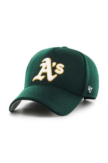 Čepice s vlněnou směsí 47 brand MLB Oakland Athletics zelená barva, s aplikací, B-CHSMD18WIS-DG