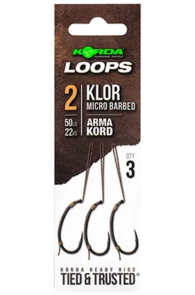 Korda hotové montáže loop rigs klor - háček 2 nosnost 50 lb