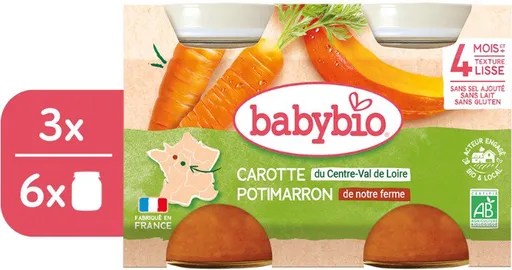 BABYBIO Mrkev a dýně 3× (2× 130 g) (BABY11791s)