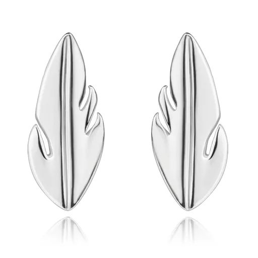 Náušnice ze stříbra 925 - úzký list s výřezy, zapínání na puzetu