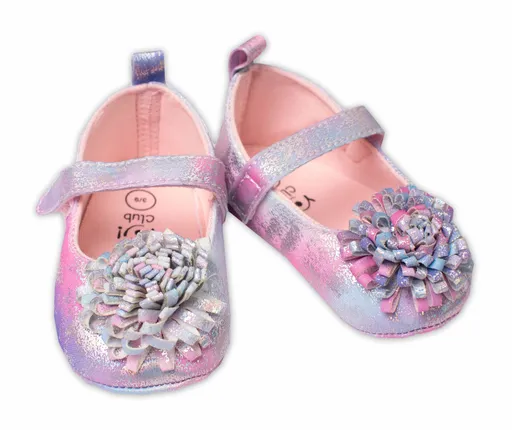 YO ! Kojenecké capáčky, balerínky Girl  s Kytičkou, na suchý zip, neonové vel.  9-15 m